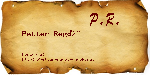 Petter Regő névjegykártya